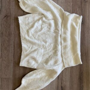 Sage Off-the-Shoulder Cream Sweater